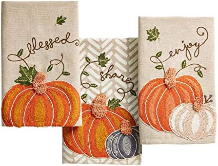 Mud Pie Blessed Embroidered Pumpkin Towel, 21" x 14" - Image 3