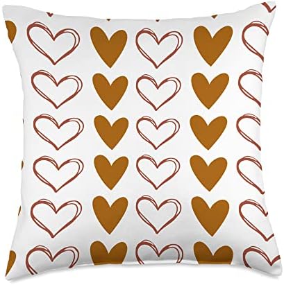 Fall Vibes Brown Hearts Autumn Accent Thanksgiving Throw Pillow by Unknown