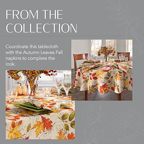 Threadmade Autumn Leaves Fall Printed Tablecloth, Multicolor - 60"W x 84"L - Image 6