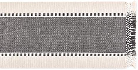 DII Dobby Stripe Table Runner, 13x108 Mineral Gray & Cream Background - Image 2