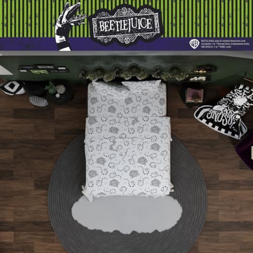 Franco Collectibles Beetlejuice Halloween Bedding Super Soft Microfiber Full Sheet Set, College Dorm Essentials, (Officially Licensed Product)