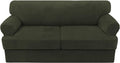 H.VERSAILTEX Sofa Cover 3 Piece T Cushion Sofa Slipcovers Thick Velvet Couch Cover Stretch T Cushion Sofa Covers for 2 Cushion Couch with 2 Individual T Cushion Covers, Olive