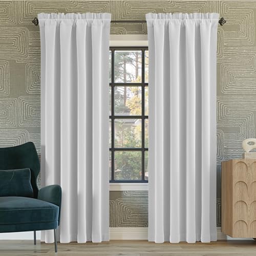 Sun Zero Oslo Theater Grade Extreme 100% Total Blackout Rod Pocket Curtain Panel, White, 52" W x 108" L (1 Panel)