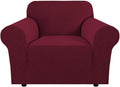H.VERSAILTEX Armchair Cover High Stretch Sofa Slipcover 1 Piece Couch Covers for Sofa Small Couch Cover Durable Spandex Fabric Non Skid Machine Washable(Armchair 31"-40", Burgundy Red)