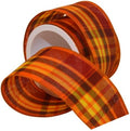 Morex Ribbon Abundance Plaid Wired Fabric Ribbon, Pumpkin Orange, 2-1/2 in x 3-Yd by MorexRibbon