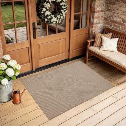 Non-Slip Jute Rug for Entryway: 2x3 Outdoor Mat - Swirl Curved Pattern | Safe Walking for Family All Day and Help with Cutting Slip Falls by 70%