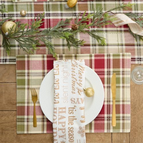 DII Embroidered Fall Plaid Placemats, 13x19 inch, Set of 4 - Image 3