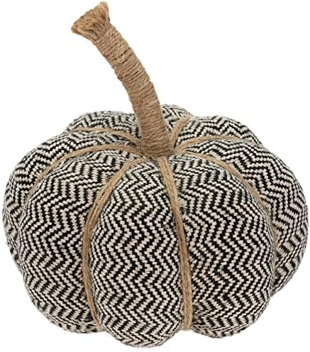 Boston International Pumpkin Décor Autumn & Fall Decorations, Medium, Chevron- Black/Cream by BostonInternational