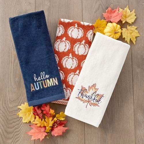 SKL Home Fall/Thanksgiving Thankful Leaf Hand Towel Set-2pc, Natural - Image 5