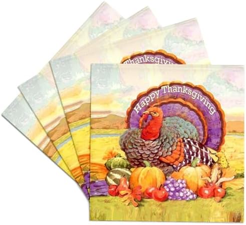 3dRose Holidays - Happy Thanksgiving - Set of 4 Ceramic Tile Coasters (CST_3206_3) by 3dRose