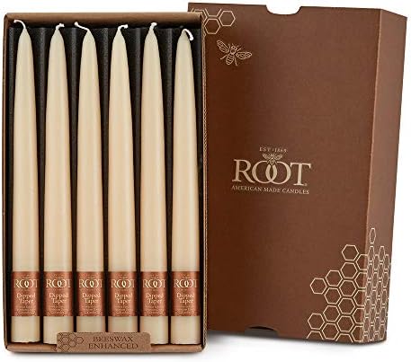 Root Candles 12-Count Unscented Hand-Dipped Tapers, 9-Inch, Buttercream by RootCandles