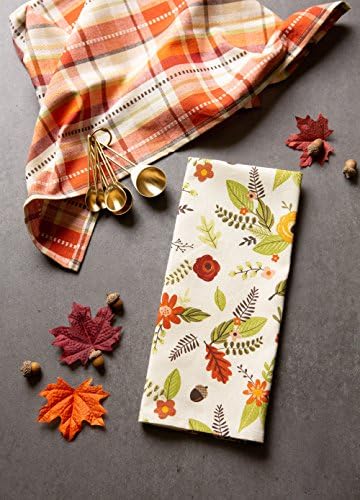 DII Fall Basics Kitchen Dishtowel Collection Printed & Plaid Fall Dish Towel Set, 18x28, Floral Plaid, 2 Count - Image 5