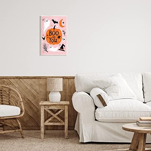 Halloween Ghost Bat Moon, 13 x 19 Inch Mounted Print on Wall Plaque