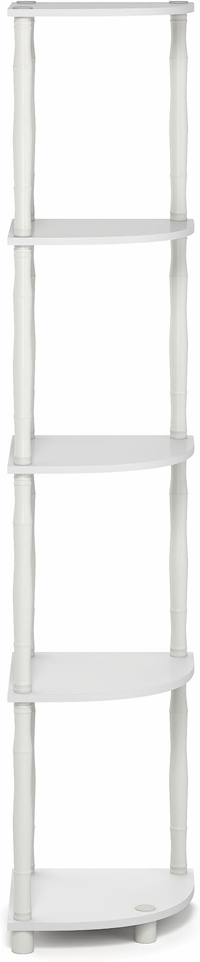 Furinno Turn-N-Tube Storage Shelves, 5-Tier Open Frame Book Shelf, Standing Corner Shelf, Toolless Open Shelves, Classic Tubes, for Organization and Storage, Living Room, Home Office, White
