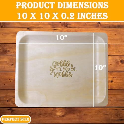 Perfect Stix - 10" Wood Plate "Gobble Til You Wobble" - 10" Disposable Wooden Plates with Thanksgiving Theme Print"Gobble Til You Wobble"- Pack of 25ct, Gobble Plates - Image 2