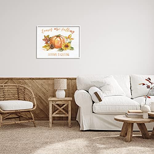 Stupell Industries Leaves Falling Autumn Calling Sentiment Pumpkin Pinecone Sunflower - Image 3