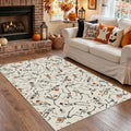 Tribesigns Washable 3x5 Halloween Area Rugs for Entryway Door, Ultra Thin Non-Slip Kitchen Rug, Funny Skeleton Indoor Carpet for Office Bathroom Living Room Kids Bedroom Decor, Beige/3x5 by Tribesigns