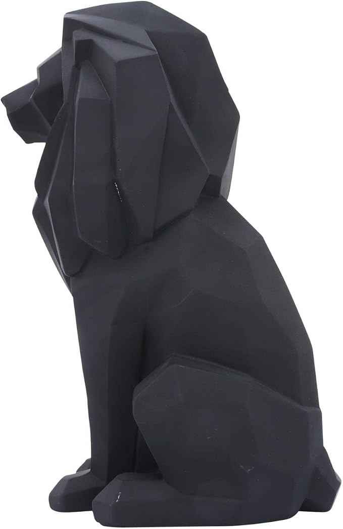 Sitting Lion Decorative Figurine – Tall Polyresin Decor Sculpture Accent – Geometric Figurines & Sculptures Home Decor for Office, Bedroom & Living Room – 11", Black