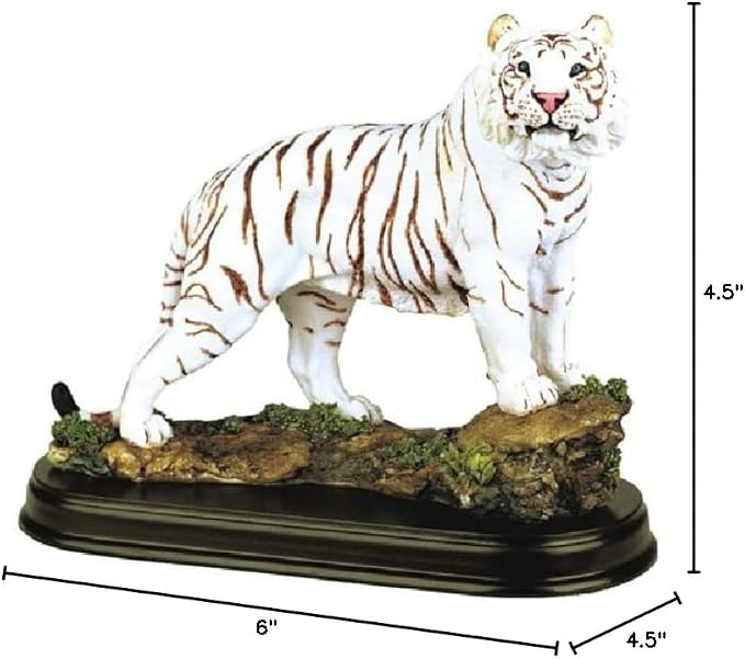ICE Armor 6" H White Tiger Standing on Rock Wild Animal Figurine