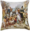 The Pilgrims First Thanksgiving Throw Pillow by Unknown