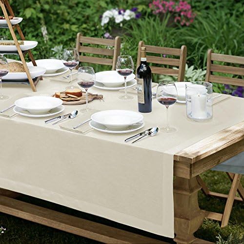 Elrene Home Fashions Villeroy & Boch La Classica Linen Tablecloth, Great for Formal Dining or Everyday Use, 70 Inches by 126 Inches, Ivory by ElreneHomeFashions