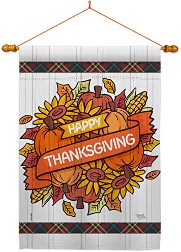 Breeze Decor Fall Tapestry Wood Dowel Set Rod Home Banner Textile Poster Flag Stand Pole Room Wall Scroll Hanging Pumpkins Grateful Thanksgiving Indoor Decor, Autumn Gifts Made in USA by Breeze+Decor