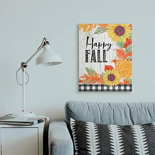 Stupell Industries Happy Fall Plaid Sunflower, 24 x 30 Inch Canvas Wall Art - Image 3