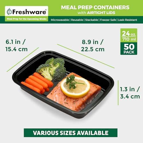 Freshware Meal Prep Containers [50 Pack] 24 oz Food Containers with Lids - Image 4
