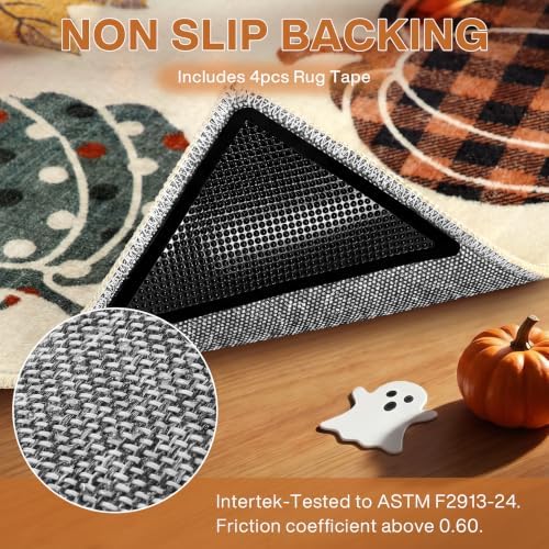 2x6 Beige Halloween Fall Pumpkin Print Hallway Runner Rug for Kitchen - Image 5