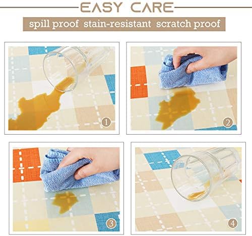 RYB HOME Rectangle Table Cloth Colorful - Spillproof Scratch Resistant Tablecloth for Family Gatherings Party, 60 x 102, Blue Orange - Image 5
