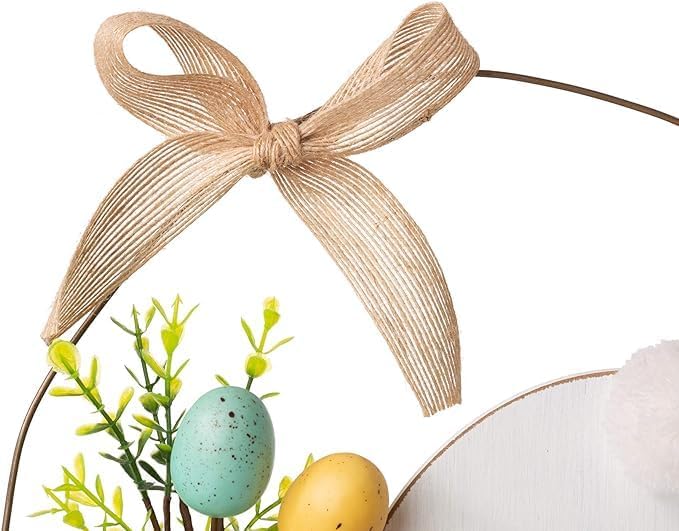 Glitzhome Easter Wooden Bucket Shaped Bunny Wall Hanging Art Sign Decor, 18"H