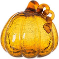 Glitzhome Hand Blown Amber Crackle Glass Pumpkin for Fall and Home Decor 6.69 inches by Glitzhome
