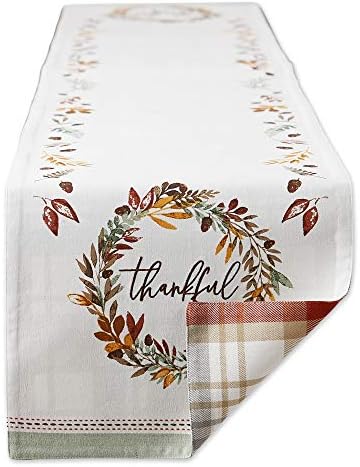 DII Thankful Autumn Collection Fall Tabletop Decoration, Reversible Table Runner, 14x72, Fall's Bounty by DII