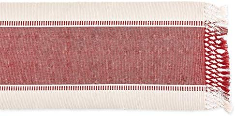 DII Dobby Stripe Table Runner, 13x108, Barn Red & Cream Background - Image 2