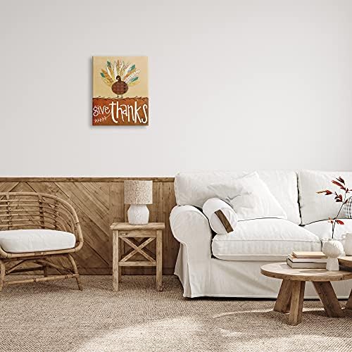 Stupell Industries 'Give Thanks Phrase Patterned Feathers Wild'| Canvas Art - Image 3