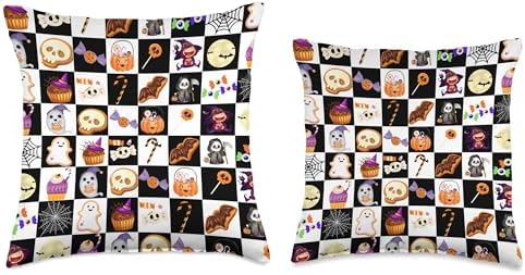 Halloween Spooky Sweets Candy Corn Cutie Sugar Rush Plaid Throw Pillow - Image 3