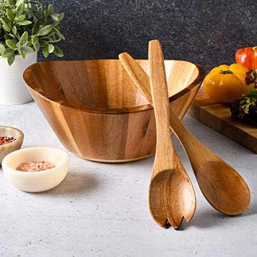 Gibson Home Sherwood 3-Piece Acacia Wood Salad Bowl Set, 32 Quart Large Serving Bowls, Natural Finish, Durable & Eco-Friendly - Image 7