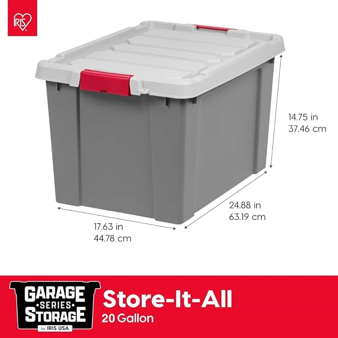 IRIS USA 6-Pack 20 Gal Heavy Duty Lockable Storage Totes with lids, Gray | Perfect for moving, garage organization, outdoor equipment and jobsite storage, Designed for dependable everyday use