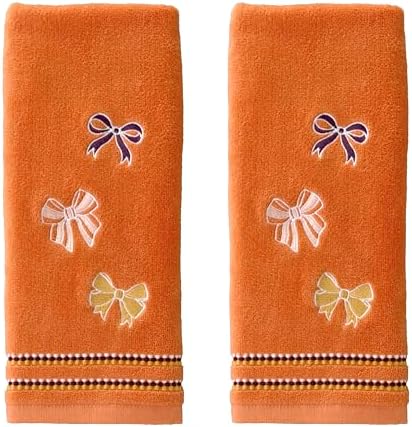 SKL Home Fall/Thanksgiving Tossed Autumn Bows Hand Towel Set-2pc, Orange by SKLHomebySaturdayKnightLtd