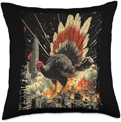 Gobblezilla Turkey Day Thanksgiving Throw Pillow by Unknown