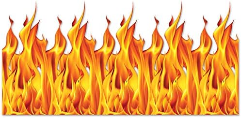 Beistle Plastic Flame Wall Backdrop, 4’ x 30’ – Photo Backdrop, Easy to Adhere Wall Covering, Party Decor, Burning Fire Photography Background for Birthdays, Holidays & Events