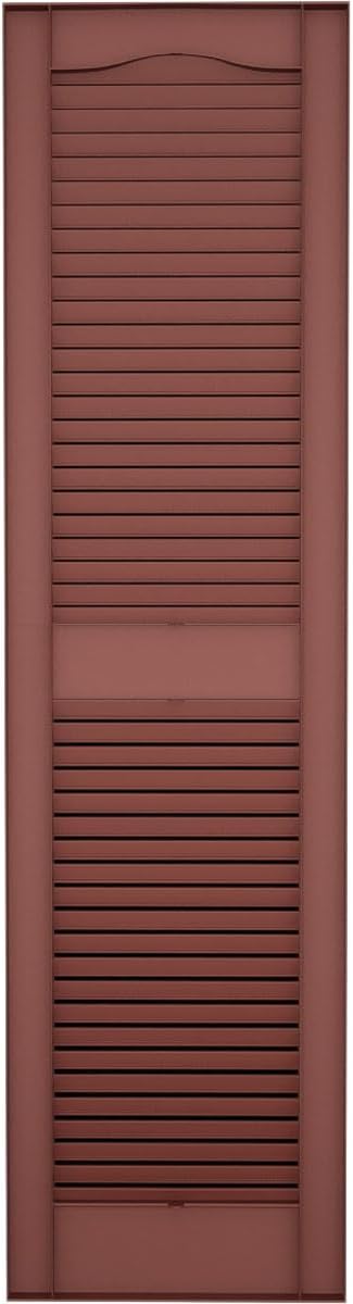 Ekena Millwork Lifetime Vinyl LL1S14X03900RD Standard Cathedral Top Center Mullion, Open Louver Vinyl Shutters, w/Installation Shutter-Lok's & Matching Screws (Per Pair), 14 1/2"W x 39"H, Burgundy Red