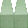 Light Green Burlap Table Runner 2 Packs Rustic Farmhouse Fabric 13x108 Inch by B-COOL