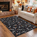 Tribesigns Washable 3x5 Halloween Rug for Entryway, Non-Slip Black Skeleton Kitchen Rugs, Ultra Thin Gothic Floor Carpet for Front Door Bathroom Living Room Kids Bedroom Decor, Black/3x5 by Tribesigns