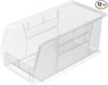 Akro-Mils 30230 AkroBins Plastic Storage Bins, 11"x5"x5", Clear, 12-Pack | Space-Saving Stackable Bins for Garage, Pantry, Craft Organization