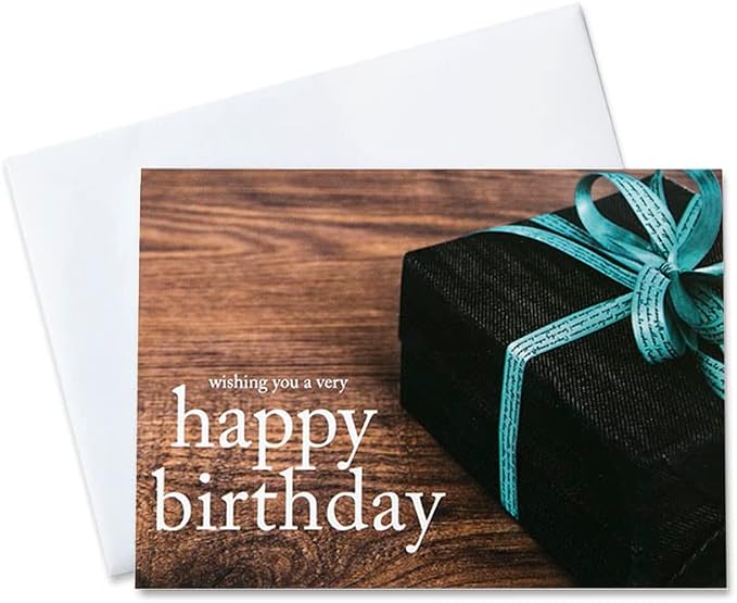 CEO Cards - Birthday Greeting Cards (Wrapped In Ribbon), 5x7 Inches, 25 Cards & 26 White Envelopes (B1702)