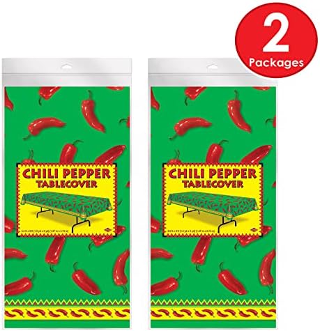 Beistle Chili Pepper Tablecovers, 54” x 108”, 2 Pieces – Plastic Table Cloth, Rectangular Tablecloth, Cinco De Mayo Tablecloth, Fiesta Party Decorations, Cinco De Mayo Decorations,Green/Red/Yellow - Image 6