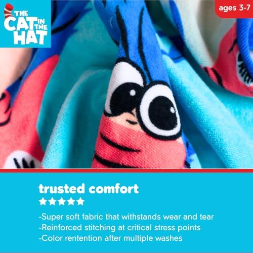 Franco Dr. Seuss Cat in The Hat Movie Bath and Beach Soft Cotton Terry Hooded Towel Wrap, 24" x 50", (Officially Licensed Product)