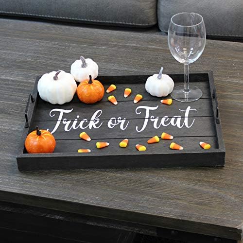 Elegant Designs HG2000-KTT Halloween Decorative Wood Serving Tray w/Handles, 15.50" x 12", Black Wash Trick or Treat - Image 6