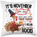 Funny Tofu Turkey Thanksgiving Throw Pillow by Unknown